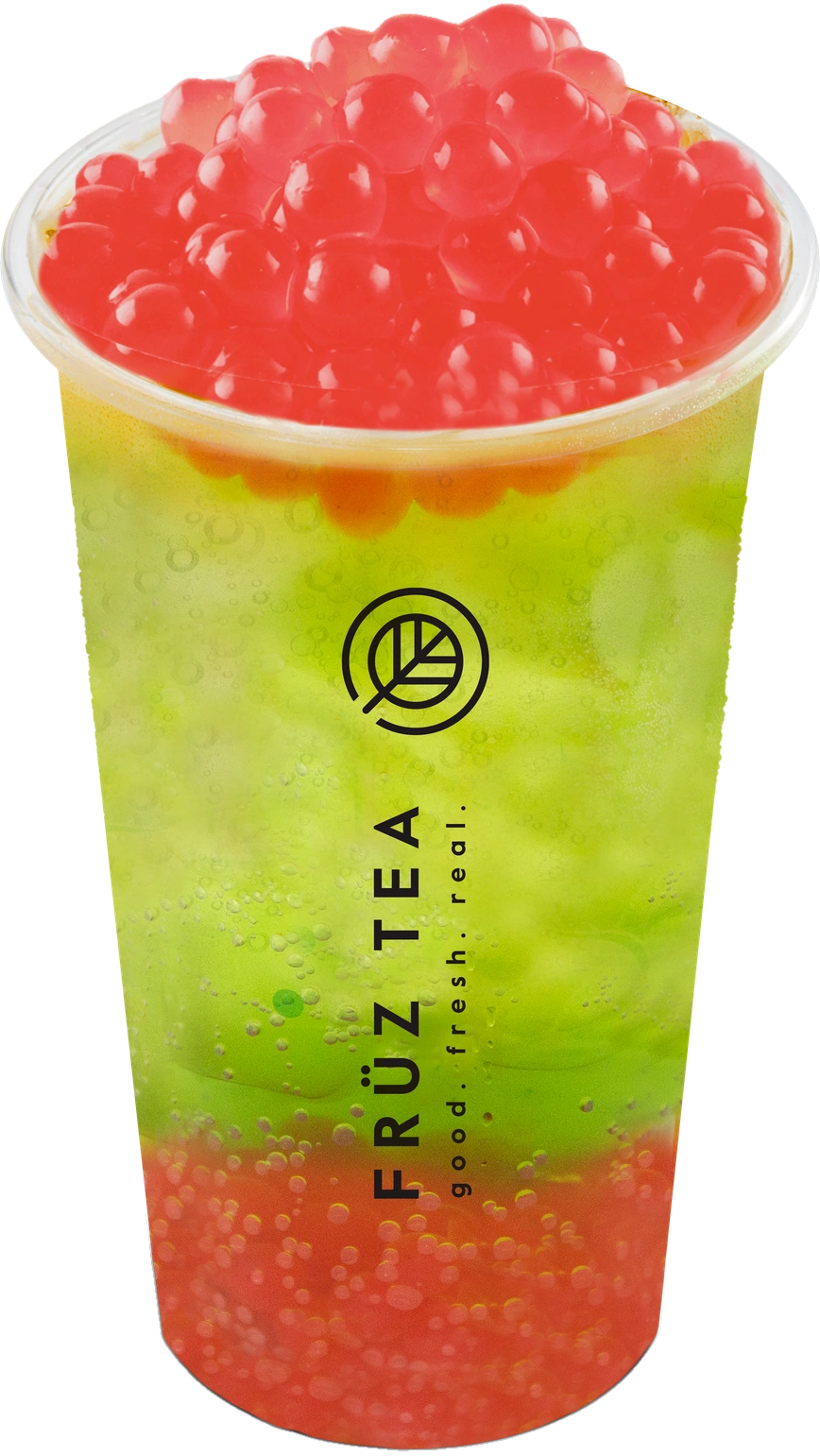 Green Apple Soda with Strawberry Boba