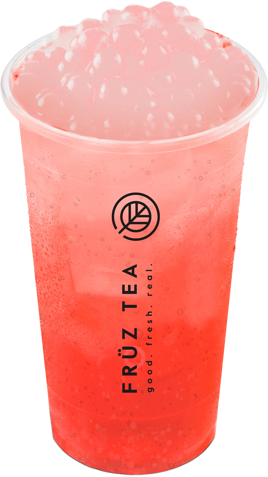 Strawberry Soda with Lychee Boba